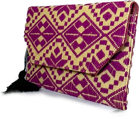 Clutch Bag "Juana", made by Jühue Artesanal, handmade bag made in Mexico, Wine clutch bag, Hand embroidery, unique piece, Embroidered clutch bag, Mexican embroidery, Made in Mexico in Saudi Arabia