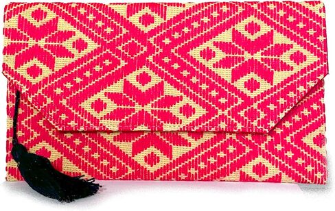Clutch Bag "Juana", made by Jühue Artesanal, handmade bag made in Mexico, Pink clutch bag, Hand embroidery, unique piece, Embroidered clutch bag, Mexican embroidery, Made in Mexico in Saudi Arabia