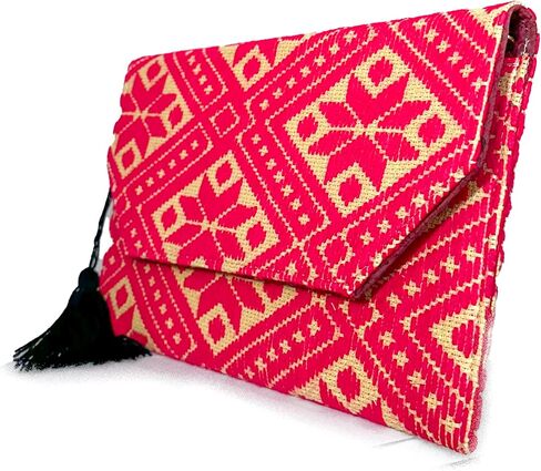Clutch Bag "Juana", made by Jühue Artesanal, handmade bag made in Mexico, Pink clutch bag, Hand embroidery, unique piece, Embroidered clutch bag, Mexican embroidery, Made in Mexico in Saudi Arabia