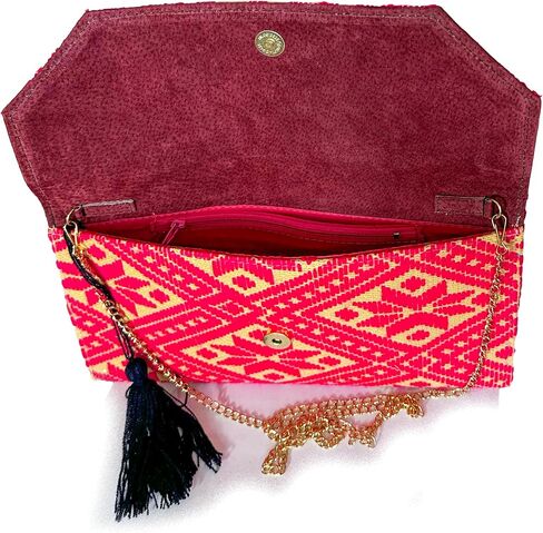 Clutch Bag "Juana", made by Jühue Artesanal, handmade bag made in Mexico, Pink clutch bag, Hand embroidery, unique piece, Embroidered clutch bag, Mexican embroidery, Made in Mexico in Saudi Arabia