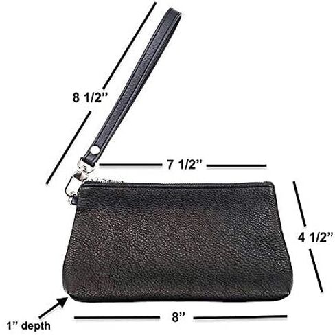 Leather Wristlet Pouch, 100% Genuine Leather, Handmade Pouch Made in USA in Saudi Arabia