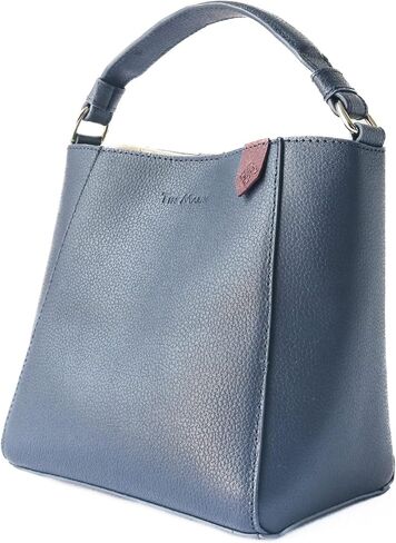 Yaya Leather Bucket Bag - Navy Blue, Genuine Pebbled Cowhide Leather Crossbody Purse for Women | Handmade in Mexico | Top Handle & Detachable Strap | Tin Marin Artisan Bag in Saudi Arabia