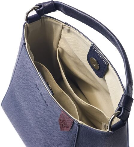 Yaya Leather Bucket Bag - Navy Blue, Genuine Pebbled Cowhide Leather Crossbody Purse for Women | Handmade in Mexico | Top Handle & Detachable Strap | Tin Marin Artisan Bag in Saudi Arabia