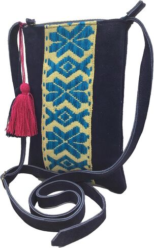 Crossbody "Angelica" ، الذي صنعه Jühue Artesanal ، مصنوع في المكسيك ، حقيبة زرقاء ، حدوث حدود ، قطعة فريدة من نوعها ، حقيبة مطرزة ، تطريز مكسيكي ، مصنوعة يدويًا ، كروسوديه من جلد الغزال ، تطريز كروسودي in Saudi Arabia