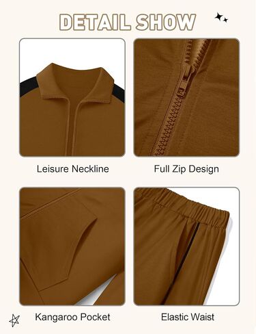NECIOUS Boys Clothes 2 Piece Long Sleeve Zip Up Boys Sweatshirt Jacket and Jogging Sweatpants Kids Fall Winter Outfits 6-12Y in Kuwait