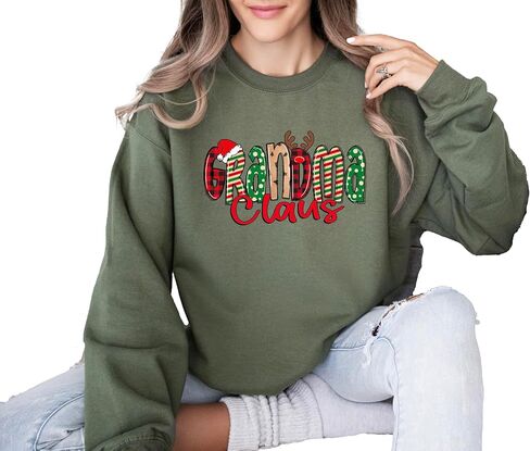 مخصص Gigi Claus Sweatshirt ، عيد الميلاد Mimi Nana Claus Sweatshirt ، هدية للأم ، الجدة ، ماما ماما ساينشيرت in Saudi Arabia