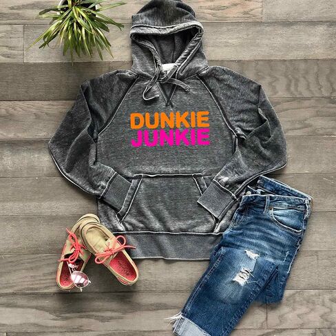 Dunkie Junkie Hoodie Shirt ناعمة من النوع الثقيل من النوع الثقيل محبي القهوة للجنسين خفيفة الوزن جودة وردية اللون البرتقالي الداكن الرمادي in Saudi Arabia