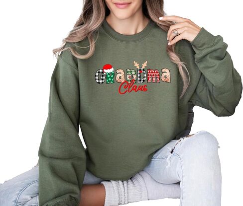 Custom Gigi Claus Sweatshirt, Christmas Mimi Nana Claus Sweatshirt, Gift for Mom, Grandma, Custom Mama Sweatshirt in Saudi Arabia