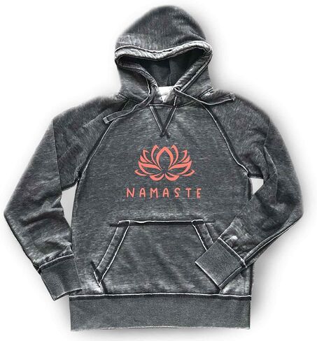 Namaste Hoodie Yoga Sweatshirt Yogi تأمل لوتس زهرة اللياقة البدنية الإرهاق الناعم جودة مريحة خفيفة الوزن ، رمادي داكن (L ، أبيض) in Saudi Arabia