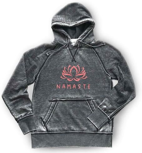 Namaste Hoodie Yoga Sweatshirt Yogi تأمل لوتس زهرة اللياقة البدنية الإرهاق الناعم جودة مريحة خفيفة الوزن ، رمادي داكن (L ، أبيض) in Saudi Arabia