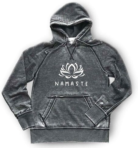 Namaste Hoodie Yoga Sweatshirt Yogi تأمل لوتس زهرة اللياقة البدنية الإرهاق الناعم جودة مريحة خفيفة الوزن ، رمادي داكن (L ، أبيض) in Saudi Arabia