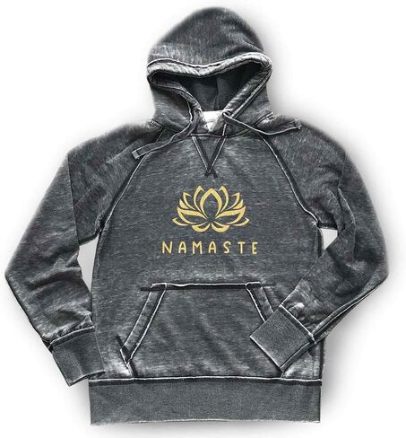 Namaste Hoodie Yoga Sweatshirt Yogi تأمل لوتس زهرة اللياقة البدنية الإرهاق الناعم جودة مريحة خفيفة الوزن ، رمادي داكن (L ، أبيض) in Saudi Arabia