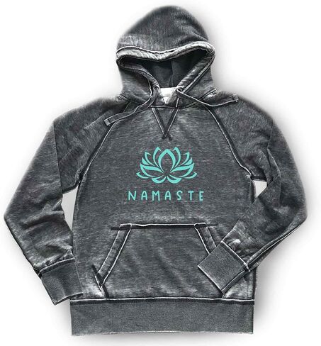 Namaste Hoodie Yoga Sweatshirt Yogi تأمل لوتس زهرة اللياقة البدنية الإرهاق الناعم جودة مريحة خفيفة الوزن ، رمادي داكن (L ، أبيض) in Saudi Arabia