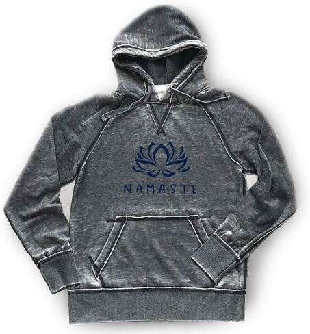 Namaste Hoodie Yoga Sweatshirt Yogi تأمل لوتس زهرة اللياقة البدنية الإرهاق الناعم جودة مريحة خفيفة الوزن ، رمادي داكن (L ، أبيض) in Saudi Arabia