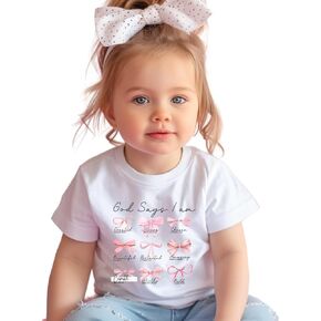 God Says I Am Coquette Bible Verse Christ Religious Sayings T-Shirt, God Says I am Shirt for Toddler Girl Bow Princess Pink Lover Gift, Graphic Tee for Toddler Baby Girl Infant Short Sleeve Top. in Saudi Arabia