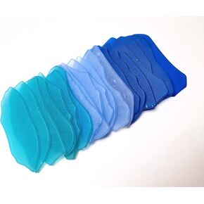 بطاقات مكان زجاج البحر - Teal & Blue Mix- الأشكال غير المنتظمة in Kuwait
