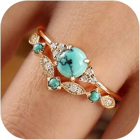 Turquoise Rings for Women Cowgirl Western Outfits Cowboy Chic Jewelry Rhinestone Gold Knuckle Thumb Rings Boho Stackable Western Wedding Ring Cowgirl Costume Accessories in Saudi Arabia
