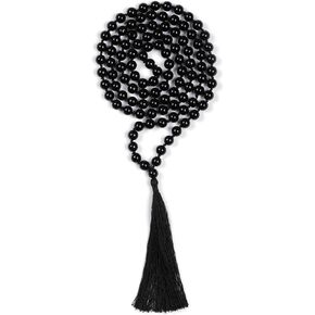 108 Mala Beads 8mm Natural black tourmaline Long Polished-Finish Genuine Semi-Precious Stone Long Crystal Mala Prayer Bead Necklace Or Bracelet for Yoga Meditation Energy Balancing in Saudi Arabia