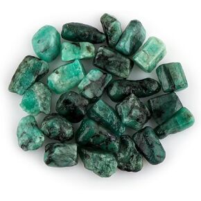 CRYSTALIS 10pcs Natural Emerald Raw Crystals, Loose Gemstone Wholesale Bulk Rough Jewelry Making Supply, Chakra Healing Raw Stones, Wire Wrapping, DIY, Tumbling, Gem Collection, (8-12mm) in Kuwait