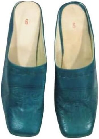 ladies slippers,leather house slippers for women,women's slippers, shoes slippers with à heel, blue slippers,house slippers leather slipper,house shoeshouse,handmade shoes for women (Turquoise, 9 US) in Saudi Arabia
