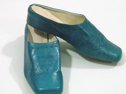 ladies slippers,leather house slippers for women,women's slippers, shoes slippers with à heel, blue slippers,house slippers leather slipper,house shoeshouse,handmade shoes for women (Turquoise, 9 US) in Saudi Arabia