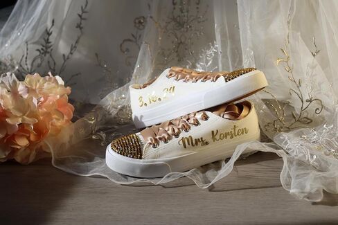 Wedding Gold Customized Sneakers-Bride Gold Shoes (9) in Saudi Arabia