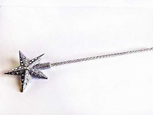Glinda The Good Witch Silver Star Rhinestone Wand 37" Fairy, Cosplay, Glenda, Galinda in Saudi Arabia