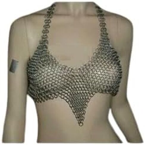 Chainmail Halter Top, Medieval Style Armor Design, Silver Metal Links in Saudi Arabia