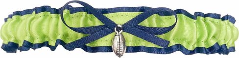 Navy Blue Green Satin Wedding Toss Demi Bridal Garter - Football Charm in Saudi Arabia