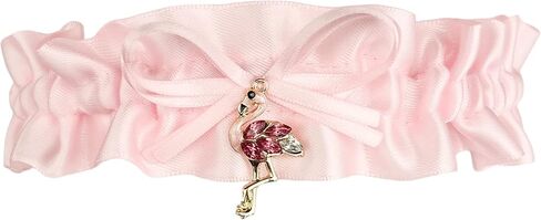 Light Pink Satin Bridal Keepsake Garter - Rhinestone Flamingo Charm in Saudi Arabia