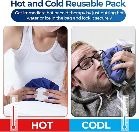 Ice Bag Packs, Ohuhu 3 Pack [11" 9" 6"] Reusable Ice Bags for Injuries with a Adjustable Wrap, Hot & Cold Therapy and Pain Relief for Knee Leg Injury, 4-Pack (6"/9"/11"), No-Leak Waterproof Ice Bag in Kuwait