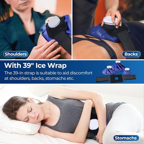 Ice Bag Packs, Ohuhu 3 Pack [11" 9" 6"] Reusable Ice Bags for Injuries with a Adjustable Wrap, Hot & Cold Therapy and Pain Relief for Knee Leg Injury, 4-Pack (6"/9"/11"), No-Leak Waterproof Ice Bag in Kuwait