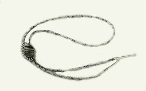 This Bolo Has A Black, Brown and White Piece of Banded Agate Which Sits in the Silver-Plated Wire Bezel With Suede Cord and Sterling Silver Tips in Saudi Arabia