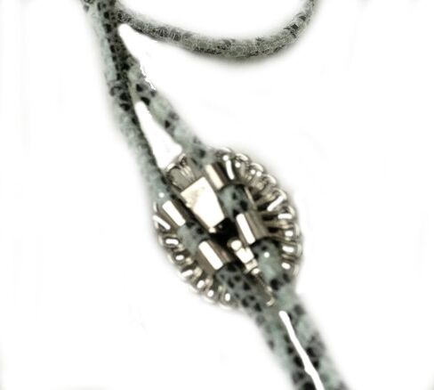This Bolo Has A Black, Brown and White Piece of Banded Agate Which Sits in the Silver-Plated Wire Bezel With Suede Cord and Sterling Silver Tips in Saudi Arabia