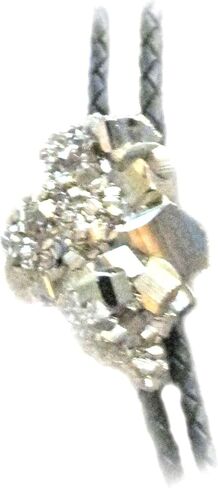 Man's Southwestern Bolo Tie featuring Pyrite or Fool's Gold with Black Leather Cords and Gold Tone Tips in Saudi Arabia