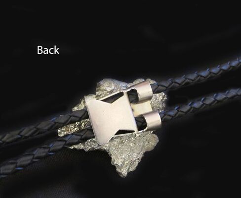 Man's Southwestern Bolo Tie featuring Pyrite or Fool's Gold with Black Leather Cords and Gold Tone Tips in Saudi Arabia