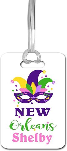علامة أمتعة Mardi Gras ، فكرة هدية شخصية لقضاء الإجازة ، معرف حقيبة حقيبة مع حزام in Saudi Arabia