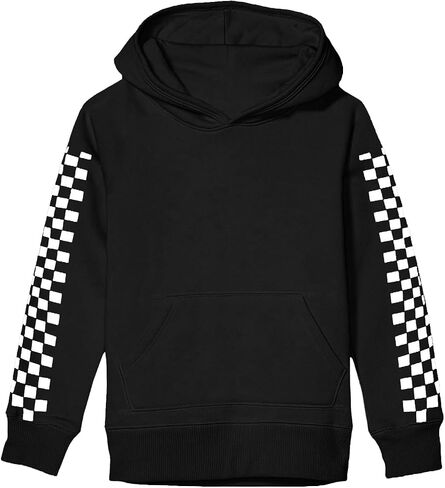 Haloumoning Girls Hoodies Kids Boys Fashion Plaid Long Sleeve Witshirt مع Kangaroo Pocket 5-14 سنوات in Saudi Arabia