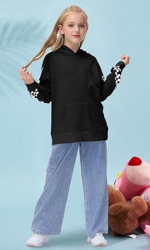 Haloumoning Girls Hoodies Kids Boys Fashion Plaid Long Sleeve Witshirt مع Kangaroo Pocket 5-14 سنوات in Saudi Arabia