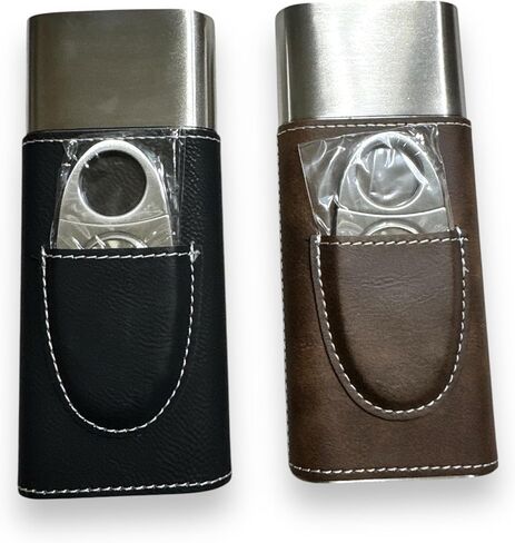 Cigar Case with Cutter - Mjolnir - Leather (Black/Silver) in Saudi Arabia