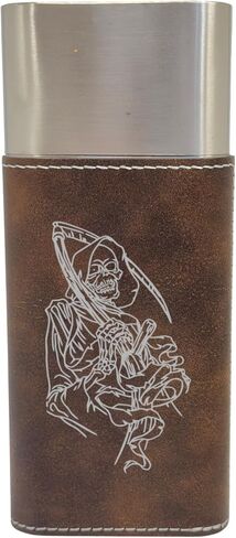 Cigar Case with Cutter - Dealer of Death Grim Reaper - Leather (Rustic/Silver) in Saudi Arabia