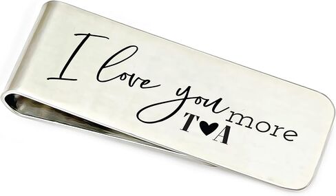 Love You More Money Clip Personalized Gift Wallet Money Personal Wallet Husband Money Clip Men's Initials Gift Friend Gift Idea Need You LOVE-YOU-MORE-MONEY in Saudi Arabia