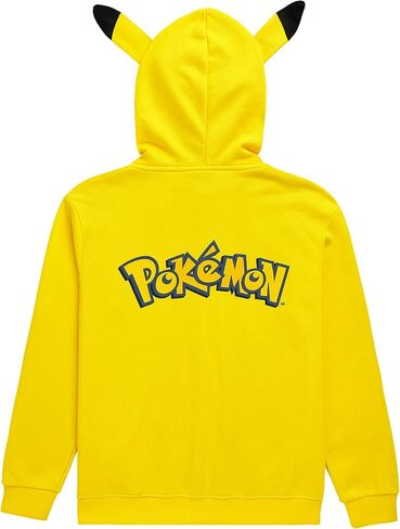 Mad Engine Pokémon Pikachu Costume Hoodie مع أذنين ثلاثي الأبعاد ، قميص ذي مقنعين طويل الأكمام ، الأولاد 6-16 in Saudi Arabia