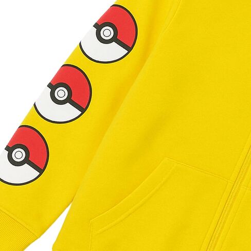 Mad Engine Pokémon Pikachu Costume Hoodie مع أذنين ثلاثي الأبعاد ، قميص ذي مقنعين طويل الأكمام ، الأولاد 6-16 in Saudi Arabia