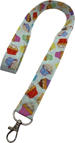 Cupcake Lanyard Keychain ID Badge Holder Key Keeper Cute Cupcakes Fabric Blue in Saudi Arabia