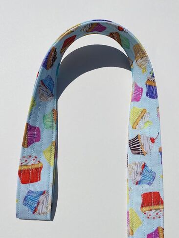 Cupcake Lanyard Keychain ID Badge Holder Key Keeper Cute Cupcakes Fabric Blue in Saudi Arabia