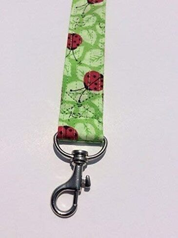 Lime Green Ladybug Lanyard ID Badge Key Holder Keeper Fabric Green Red and Neon Green and Leaves in Saudi Arabia