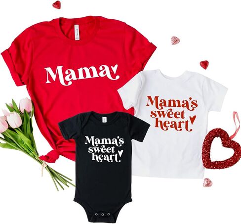 Mama Little Sweetheart Mommy and Me Valentine Shirts, Valentine's Day Mom and Daughter Matching Outfits, Son Mother Baby Valentines Day Gifts for Mom. Multicolor in Saudi Arabia
