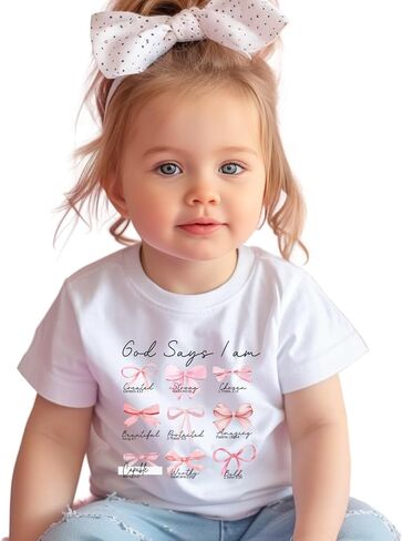 God Says I Am Coquette Bible Verse Christ Religious Sayings T-Shirt, God Says I am Shirt for Toddler Girl Bow Princess Pink Lover Gift, Graphic Tee for Toddler Baby Girl Infant Short Sleeve Top. in Saudi Arabia