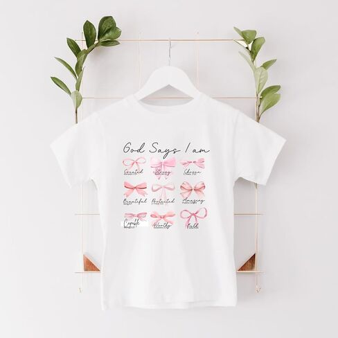 God Says I Am Coquette Bible Verse Christ Religious Sayings T-Shirt, God Says I am Shirt for Toddler Girl Bow Princess Pink Lover Gift, Graphic Tee for Toddler Baby Girl Infant Short Sleeve Top. in Saudi Arabia